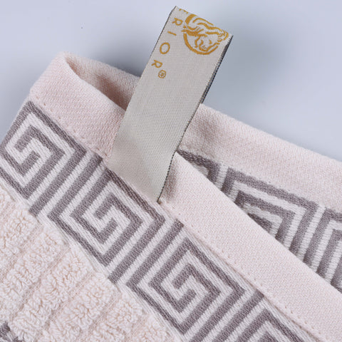 Cotton Terry Greek Key Bath Towel Set of 4