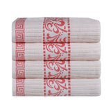 Cotton Terry Greek Key Bath Towel Set of 4
