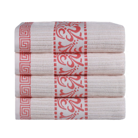 Cotton Terry Greek Key Bath Towel Set of 4