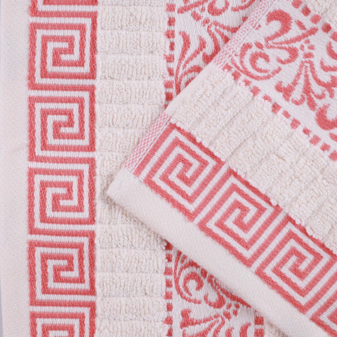 Cotton Terry Greek Key Bath Towel Set of 4