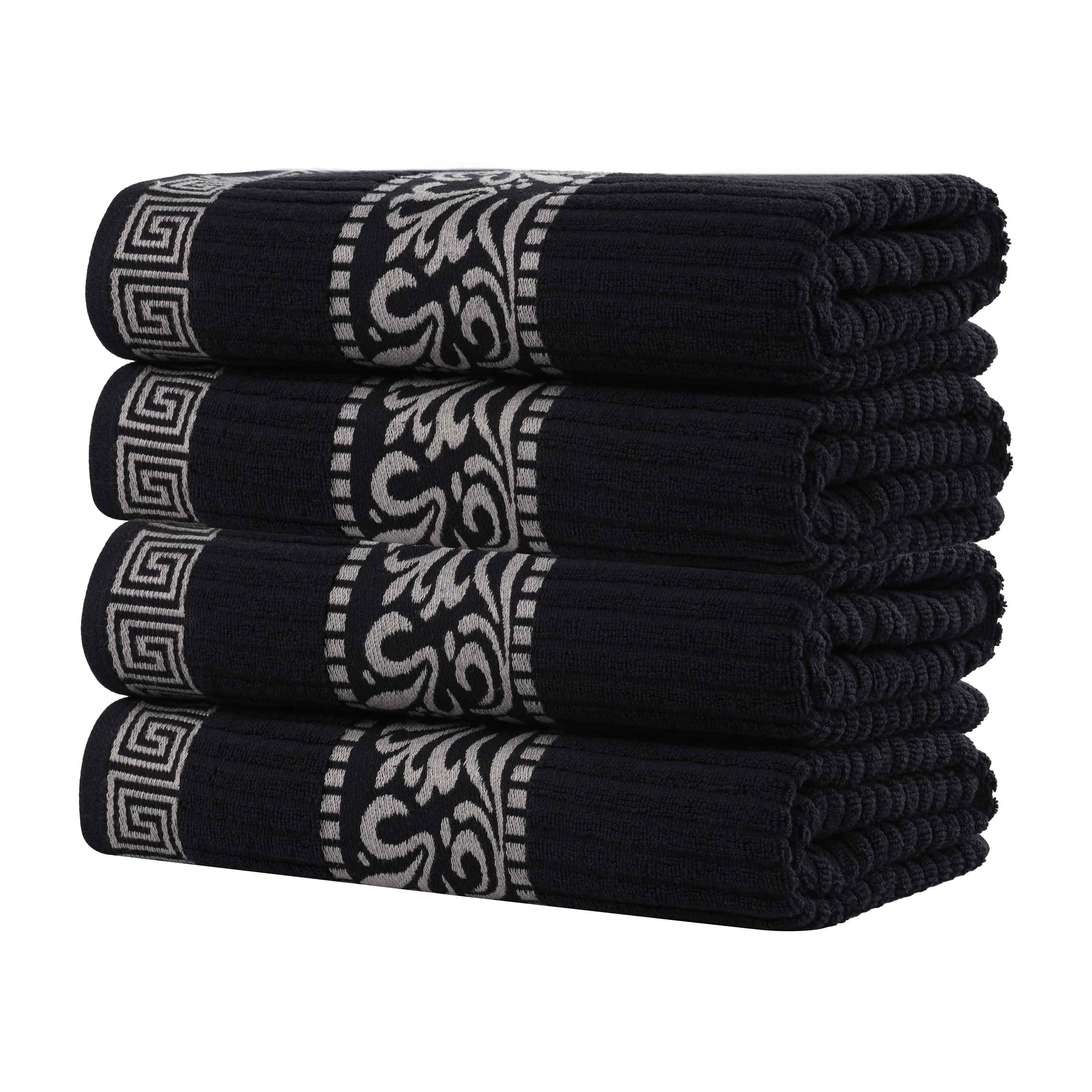 Cotton Terry Greek Key Bath Towel Set of 4