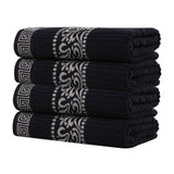 Cotton Terry Greek Key Bath Towel Set of 4