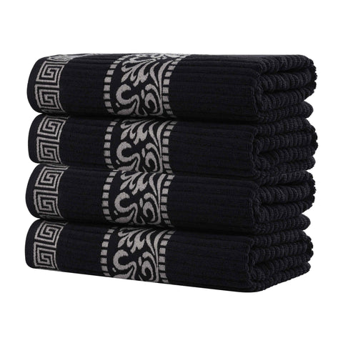 Cotton Terry Greek Key Bath Towel Set of 4