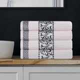Cotton Terry Greek Key Bath Towel Set of 4