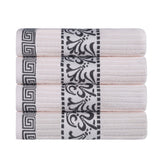 Cotton Terry Greek Key Bath Towel Set of 4