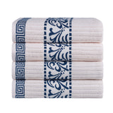 Cotton Terry Greek Key Bath Towel Set of 4