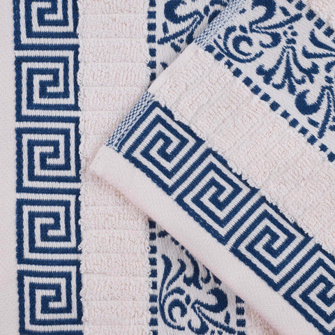 Cotton Terry Greek Key Bath Towel Set of 4