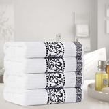 Cotton Terry Greek Key Bath Towel Set of 4
