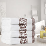 Cotton Terry Greek Key Bath Towel Set of 4