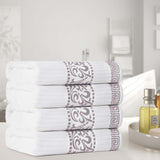 Cotton Terry Greek Key Bath Towel Set of 4
