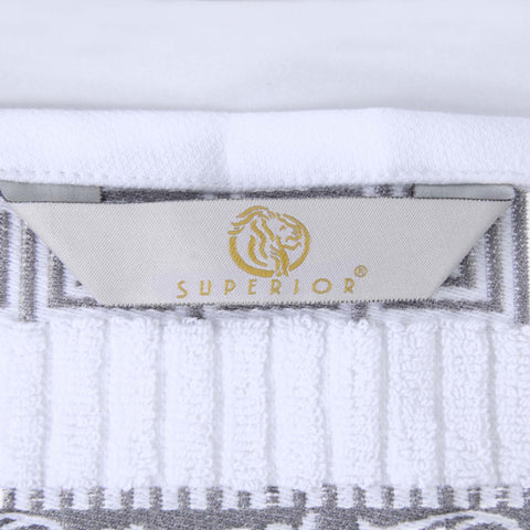 Cotton Terry Greek Key Bath Towel Set of 4