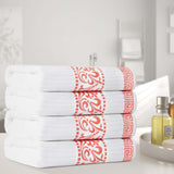 Cotton Terry Greek Key Bath Towel Set of 4