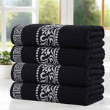 Cotton Terry Greek Key Bath Towel Set of 4