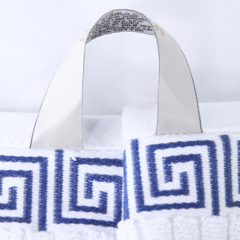 Cotton Terry Greek Key Bath Towel Set of 4