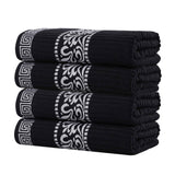 Cotton Terry Greek Key Bath Towel Set of 4