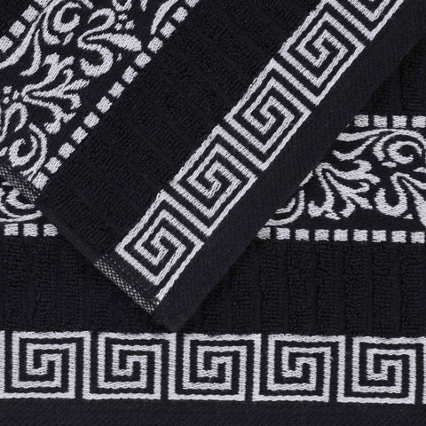 Cotton Terry Greek Key Bath Towel Set of 4