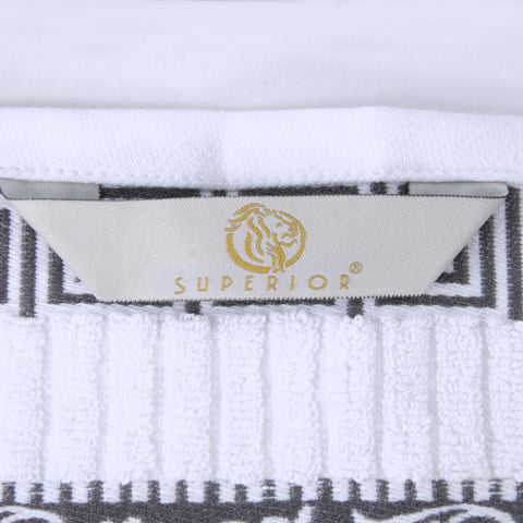 Athens Cotton Medium Weight Floral Greek Key Trim 3 Piece Towel Set