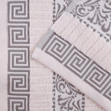 Athens Cotton Medium Weight Floral Greek Key Trim 6 Piece Towel Set