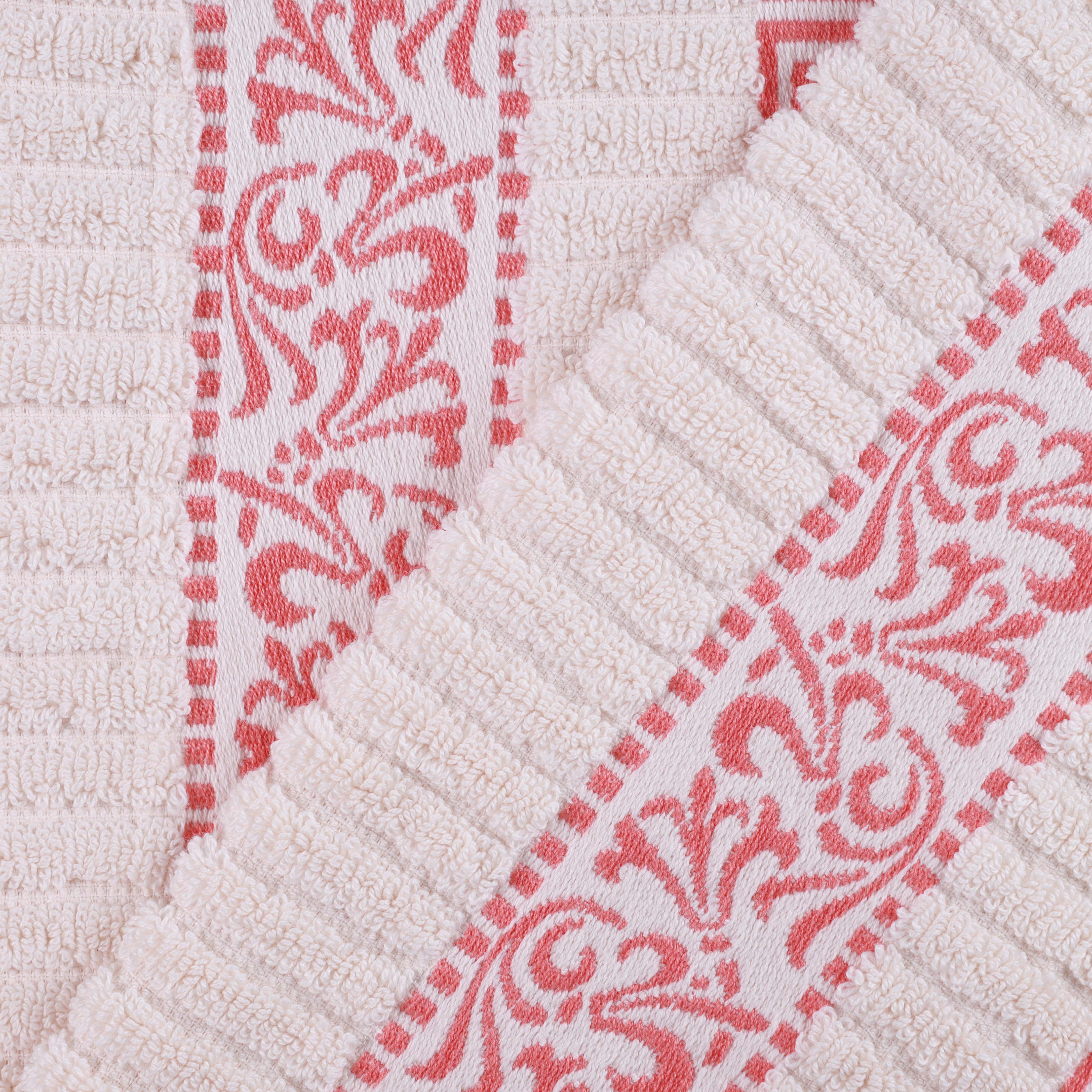 Athens Cotton Medium Weight Floral Greek Key Trim 6 Piece Towel Set