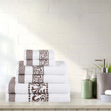 Athens Cotton Medium Weight Floral Greek Key Trim 6 Piece Towel Set