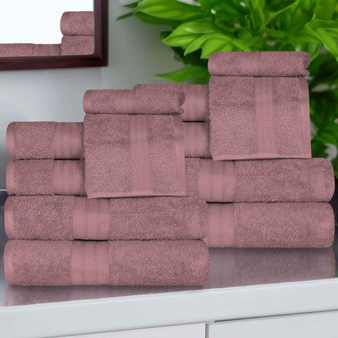 Atlas Cotton Plush Absorbent Heavyweight 12 Piece Assorted Towel Set