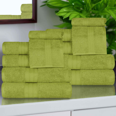 Atlas Cotton Plush Absorbent Heavyweight 12 Piece Assorted Towel Set