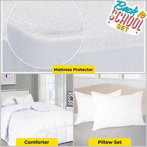 Basics Bedding Comforter Mattress Pillows Bedroom Set, King, White