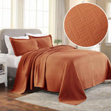 Lightweight Cotton Matelassé Bedspread Set 3-Piece Basketweave Jacquard