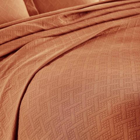 Lightweight Cotton Matelassé Bedspread Set 3-Piece Basketweave Jacquard