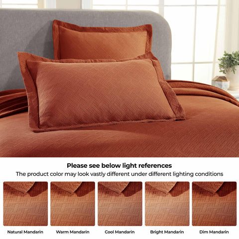 Lightweight Cotton Matelassé Bedspread Set 3-Piece Basketweave Jacquard