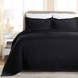 Lightweight Cotton Matelassé Bedspread Set 3-Piece Basketweave Jacquard
