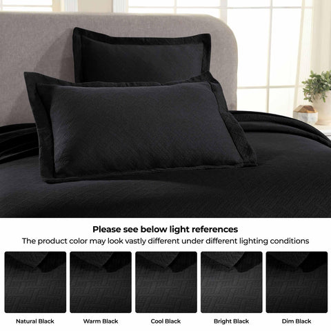 Lightweight Cotton Matelassé Bedspread Set 3-Piece Basketweave Jacquard