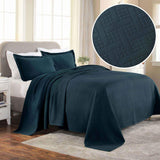 Lightweight Cotton Matelassé Bedspread Set 3-Piece Basketweave Jacquard