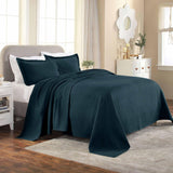 Lightweight Cotton Matelassé Bedspread Set 3-Piece Basketweave Jacquard