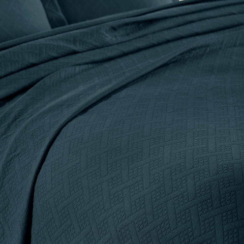 Lightweight Cotton Matelassé Bedspread Set 3-Piece Basketweave Jacquard