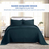 Lightweight Cotton Matelassé Bedspread Set 3-Piece Basketweave Jacquard