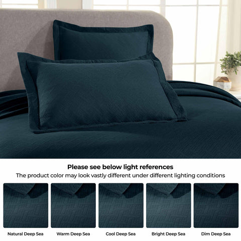 Lightweight Cotton Matelassé Bedspread Set 3-Piece Basketweave Jacquard
