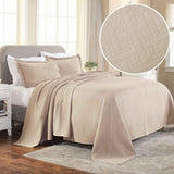 Lightweight Cotton Matelassé Bedspread Set 3-Piece Basketweave Jacquard