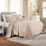 Lightweight Cotton Matelassé Bedspread Set 3-Piece Basketweave Jacquard