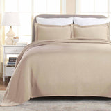 Lightweight Cotton Matelassé Bedspread Set 3-Piece Basketweave Jacquard