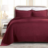 Lightweight Cotton Matelassé Bedspread Set 3-Piece Basketweave Jacquard