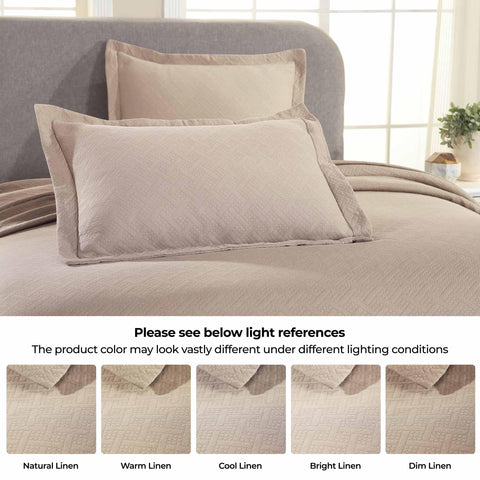 Lightweight Cotton Matelassé Bedspread Set 3-Piece Basketweave Jacquard
