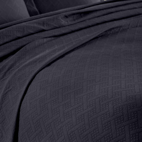 Lightweight Cotton Matelassé Bedspread Set 3-Piece Basketweave Jacquard