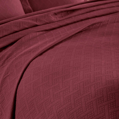 Lightweight Cotton Matelassé Bedspread Set 3-Piece Basketweave Jacquard