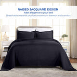 Lightweight Cotton Matelassé Bedspread Set 3-Piece Basketweave Jacquard