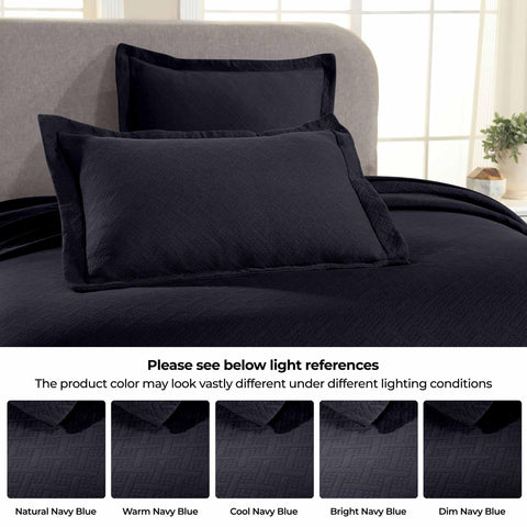 Lightweight Cotton Matelassé Bedspread Set 3-Piece Basketweave Jacquard