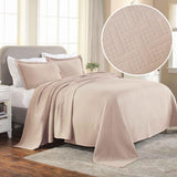 Lightweight Cotton Matelassé Bedspread Set 3-Piece Basketweave Jacquard