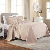 Lightweight Cotton Matelassé Bedspread Set 3-Piece Basketweave Jacquard