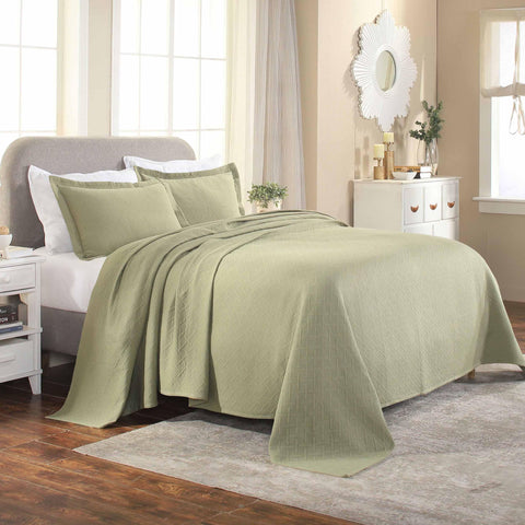 Lightweight Cotton Matelassé Bedspread Set 3-Piece Basketweave Jacquard