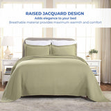 Lightweight Cotton Matelassé Bedspread Set 3-Piece Basketweave Jacquard